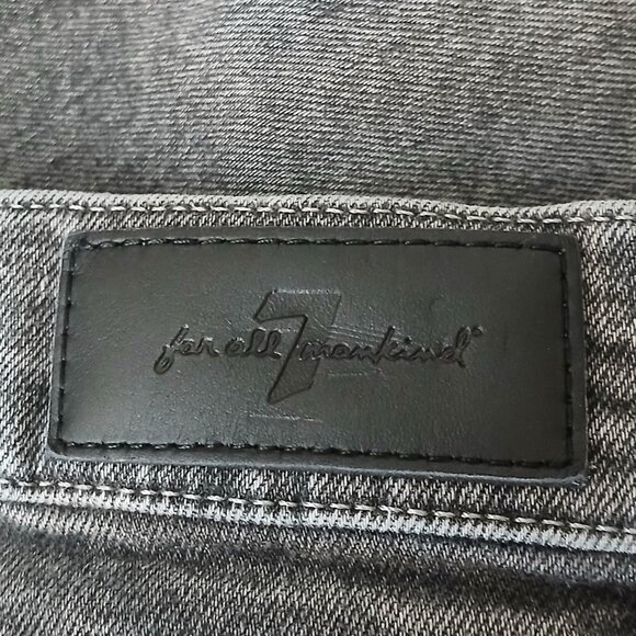 7 For All Mankind Jeans 30 Luxe Vintage Button Fly Crop Raw Hem Mid Rise Gray - Picture 7 of 9